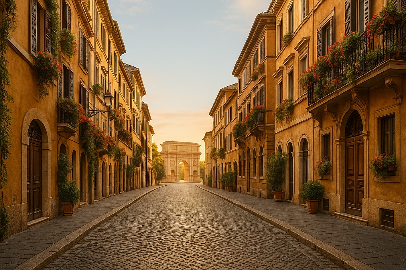 Ciudad europea con edificios históricos