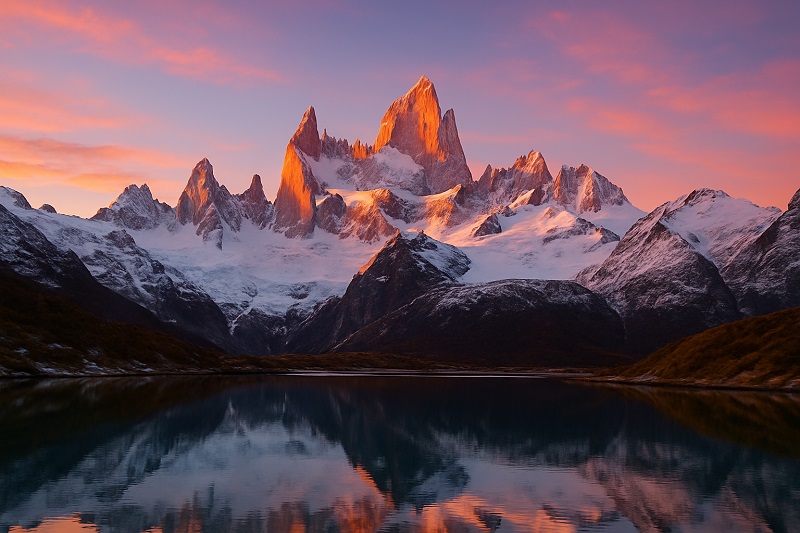 Paisaje de montañas con un lago