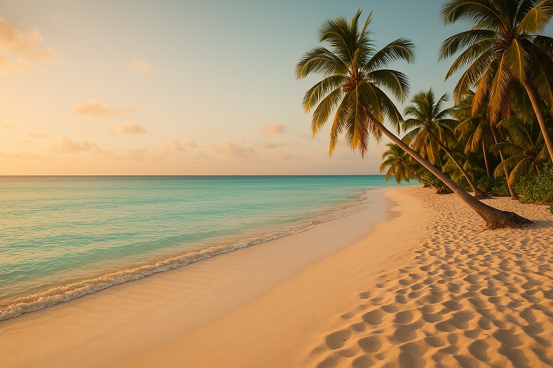 Vista de una playa tropical para vacacionar